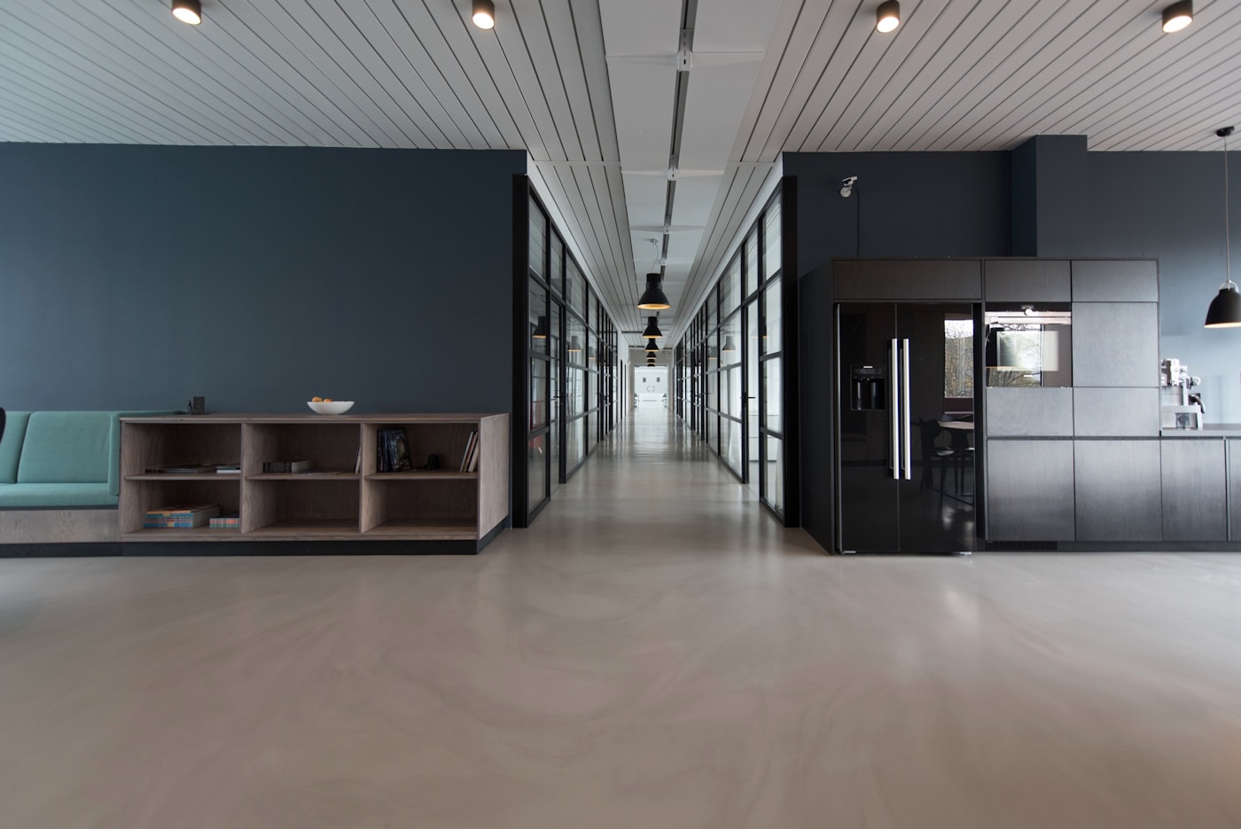 Modern small business office workspace with natural light