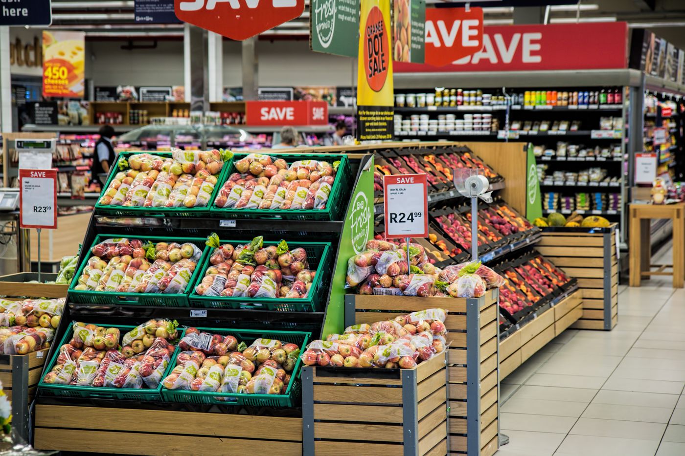 Modern retail store interior with organized product displays